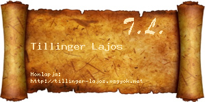 Tillinger Lajos névjegykártya